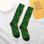 Calcetines de trébol de cuatro hojas personalizados con nombre e imagen Regalo del Día de San Patricio para un amigo irlandés de la familia