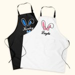 Delantal impermeable personalizado con orejas de conejo con bolsillo y nombre Regalo de Pascua para pareja Familia
