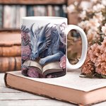 Gepersonaliseerde Bloem Boek Draak Keramische Mok met Naam 11oz/15oz Koffiekop Verjaardagscadeau voor Lezers Drakenliefhebbers