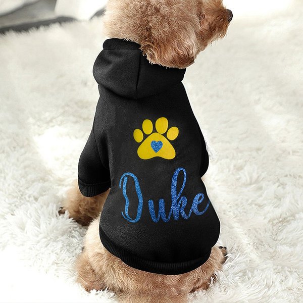 Personalized Glitter Paw Print Soft Warm Dog Cat Hoodie Clothes with Name Birthday Gift for Pet Lover Owner