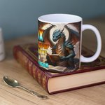 Gepersonaliseerde boek draak keramische mok met naam 11oz/15oz koffiekop verjaardagscadeau voor lezers draak liefhebbers