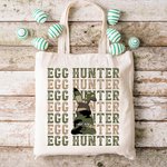 Sac en Toile Motif Lapin de Camouflage Sac Personnalisé avec Nom Thème Chasseur aux Œufs Cadeau de Pâques pour Famille Amis