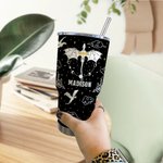 Personalisierte Dragon Starry Sky 30oz Name Becher mit Deckel und Strohhalm Reinigungsbürste Geburtstagsgeschenk für Leser Drachenliebhaber