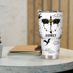 Personalisierte Dragon Starry Sky 30oz Name Becher mit Deckel und Strohhalm Reinigungsbürste Geburtstagsgeschenk für Leser Drachenliebhaber