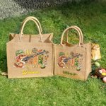 Personifierad The Hunt Is On Jute Toteväska med kamouflagehare och namn Påskpresent till barn