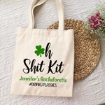 Oh Shit Kit Shamrock Bolsa de lona personalizada con nombre Día de San Patricio Regalo de despedida de soltera para mujer