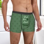 Caleçon Motif Trèfle à Quatre Feuilles Sous-vêtements Personnalisés avec Nom Cadeau d'Anniversaire pour Homme