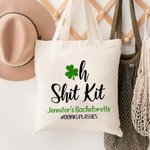 Oh Shit Kit Shamrock Bolsa de lona personalizada con nombre Día de San Patricio Regalo de despedida de soltera para mujer