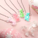 Personalisierte Hasenohren bunte Acryl Halskette mit Initial Geburtstag Ostern Dekoration Geschenk für Kinder