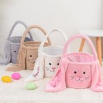 Panier de Pâques Personnalisé avec Nom sur Oreilles Longues de Lapin Cadeau de Pâques pour Chasse aux Oeufs pour Enfants