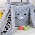 Panier de Pâques Personnalisé avec Nom sur Oreilles Longues de Lapin Cadeau de Pâques pour Chasse aux Oeufs pour Enfants