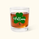 Personalized Lucky Shamrocks 10oz Whisky Glass with Name Birthday St. Patrick’s Day Gift for Men Women