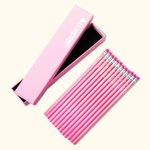 Set de 12 Crayons HB Personnalisé avec Nom à Cœur Set de Papeterie Rose Cadeau Rentrée Scolaire pour Enfant Fille Fan de Poupée Rose