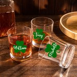 Personalized Lucky Shamrocks 10oz Whisky Glass with Name Birthday St. Patrick’s Day Gift for Men Women