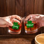 Personalized Lucky Shamrocks 10oz Whisky Glass with Name Birthday St. Patrick’s Day Gift for Men Women