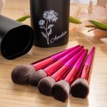 Boîte de Pinceaux de Maquillage 18 Pièces Ensemble de Voyage Personnalisé avec Fleur de Naissance Cadeau d'Anniversaire et Fête des Mères pour Femme