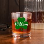 Personalized Lucky Shamrocks 10oz Whisky Glass with Name Birthday St. Patrick’s Day Gift for Men Women