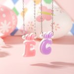 Personalisierte Hasenohren bunte Acryl Halskette mit Initial Geburtstag Ostern Dekoration Geschenk für Kinder