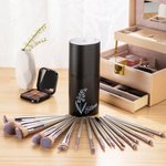 Boîte de Pinceaux de Maquillage 18 Pièces Ensemble de Voyage Personnalisé avec Fleur de Naissance Cadeau d'Anniversaire et Fête des Mères pour Femme
