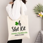 Oh Shit Kit Shamrock Bolsa de lona personalizada con nombre Día de San Patricio Regalo de despedida de soltera para mujer