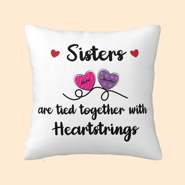 Gepersonaliseerde Zussen en Vrienden Heartstrings Kussenhoes Kerstmis Home Decor Vriendschap Gift voor Vrienden Besties