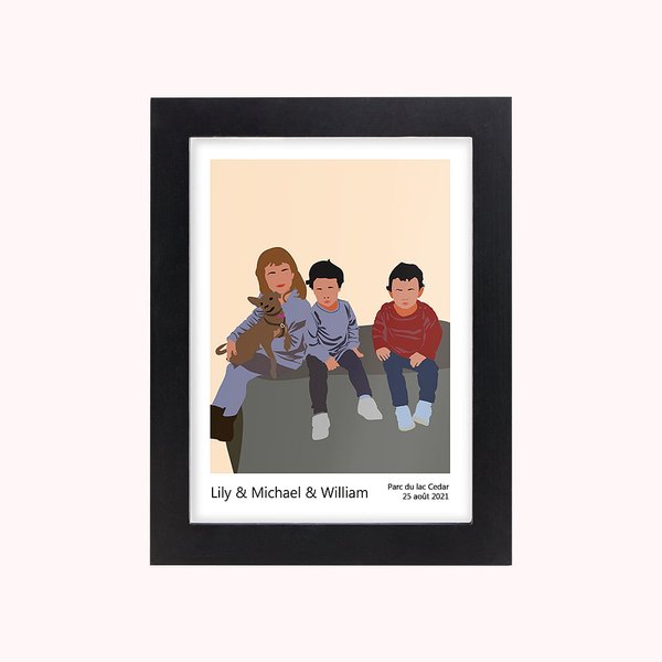 Cadre de Portrait Sans Visage Illustration Décoration Personnalisée avec Photo Cadeau d'Anniversaire Noël Saint-Valentin pour Couple Famille Ami