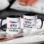 Gepersonaliseerde Friends Are Tied Together With Heartstrings Keramische Mok met 2-6 Namen Beste Vriendschap Kerst Verjaardagscadeau voor Zussen Besties