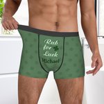 Caleçon Motif Trèfle à Quatre Feuilles Sous-vêtements Personnalisés avec Nom Cadeau d'Anniversaire pour Homme
