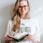 T-shirt Sweatshirt à capuche avec motif lapin personnalisé avec nom mignon Cadeau de Pâques pour enseignant
