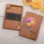 Personalisierte Aquarell Geburt Blume hölzerne Nadel Aufbewahrungsbox mit Magnet und eingravierten Namen Muttertag Geburtstag Geschenk für Näh-Enthusi