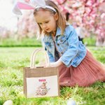 Sac à main en toile de jute personnalisé avec nom Cadeau de Pâques pour enfants