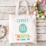 Experto en Pascua personalizado Cazador de huevos Bolsa de lona con nombre Feliz Pascua Regalo para niños