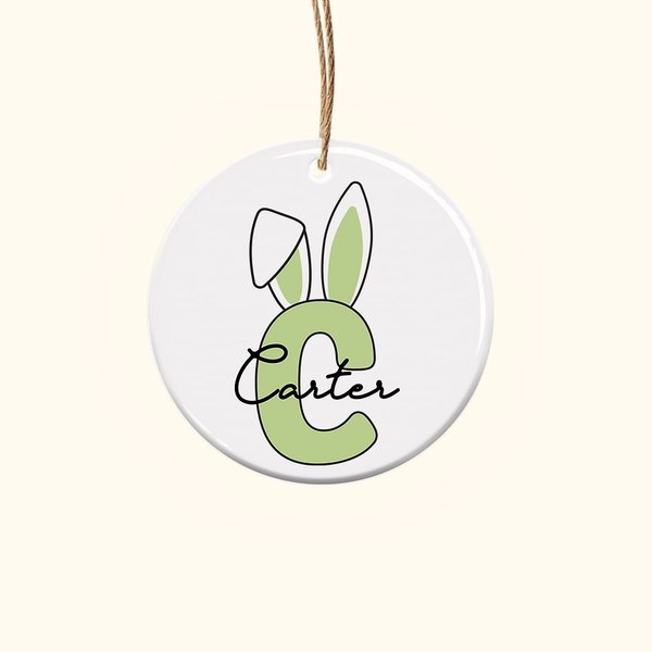 Oreilles de lapin personnalisees Ornement en ceramique avec nom Etiquette Panier de Pâques Cadeau pour enfants