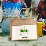 Trébol personalizado Fantasía Unicornio Yute Bolsa de lona con nombre St. Patrick's Day Regalo de cumpleaños para niño Niña