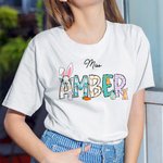 T-shirt Sweatshirt à capuche avec motif lapin personnalisé avec nom mignon Cadeau de Pâques pour enseignant
