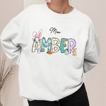 T-shirt Sweatshirt à capuche avec motif lapin personnalisé avec nom mignon Cadeau de Pâques pour enseignant