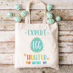 Experto en Pascua personalizado Cazador de huevos Bolsa de lona con nombre Feliz Pascua Regalo para niños