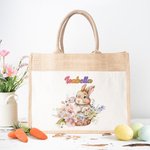 Sac à main en toile de jute personnalisé avec nom Cadeau de Pâques pour enfants