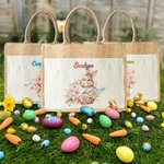 Sac à main en toile de jute personnalisé avec nom Cadeau de Pâques pour enfants