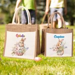 Sac à main en toile de jute personnalisé avec nom Cadeau de Pâques pour enfants