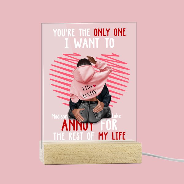 Veilleuse LED personnalisée You're the Only One avec socle en bois Anniversary Valentines Day Gift for Couple