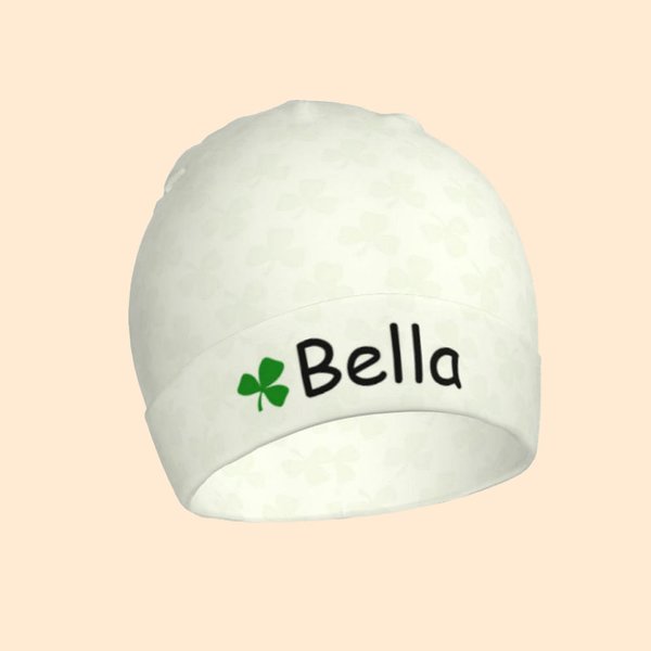 Personalisierte Kleeblatt Baumwolle Baby Mütze Hut Glücksbringer Zubehör St. Patricks Day irische Baby-Dusche-Geschenk für neugeborene Kleinkind