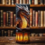 Personalised Book Dragon 20oz Skinny Tumbler with Straw and Name Birthday Gift for Book Lovers Readers