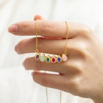 Personalised Family Drop Shape 1-12 Birthstones Necklace Gift for Her