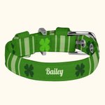 Personalized Four Leaf Clover Adjustable Dog Cat Collar with Metal D-ring and Buckle Lucky Pet Accessory St Patrick's Day Gift for Pet Lover and Owner