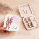 Personalizzato Acquerello Pantofole da balletto Portagioie in pelle con nome Accessorio da viaggio portatile Regalo di compleanno per ragazze