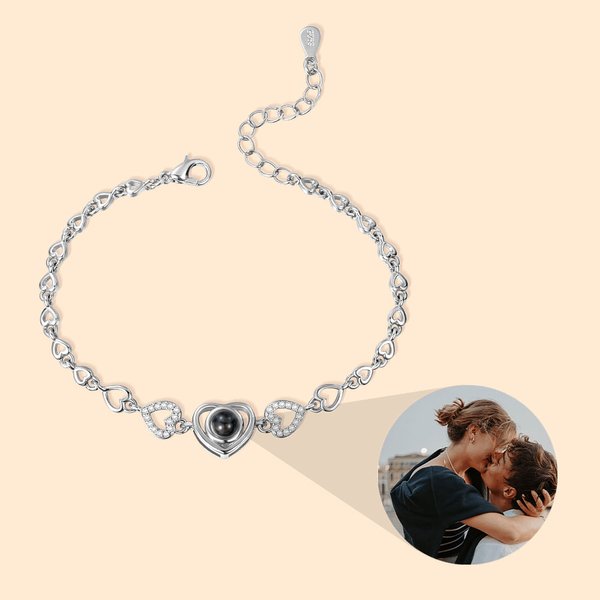 Gepersonaliseerde Hart Foto Projectie Armband Ik Hou Van Jou In 100 Talen Verjaardag Vrouwendag Cadeau Voor Haar