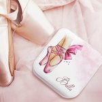 Personalizzato Acquerello Pantofole da balletto Portagioie in pelle con nome Accessorio da viaggio portatile Regalo di compleanno per ragazze