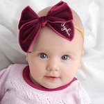 Personalised Baby Girl Velvet Bow Headband with Name Multicolour Hair Accessory Baby Shower Gift for Toddler New Mother