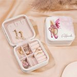 Personalizzato Acquerello Pantofole da balletto Portagioie in pelle con nome Accessorio da viaggio portatile Regalo di compleanno per ragazze